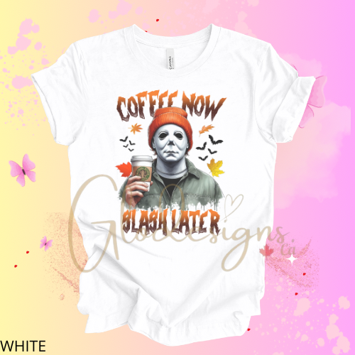 Coffee now slash later Halloween 💞 T-Shirt (Unisex).