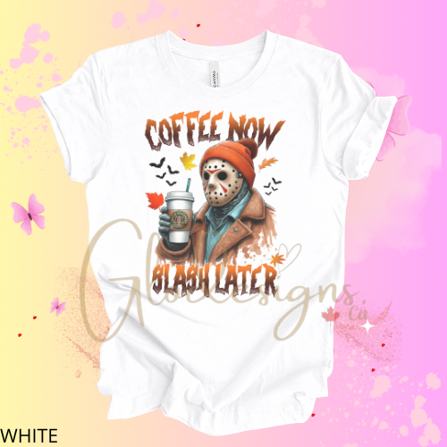 Coffee now slash later Halloween 💞 T-Shirt (Unisex).