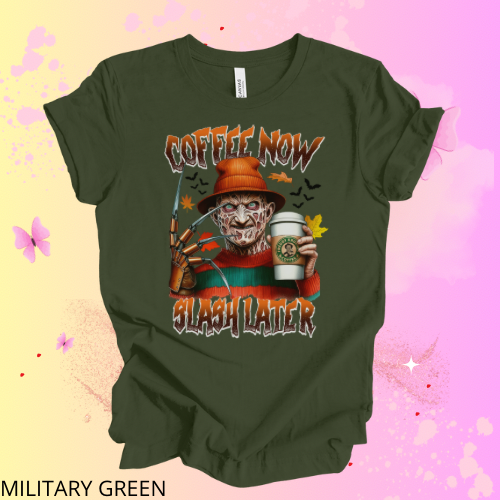 Coffee now slash later Halloween 💞 T-Shirt (Unisex).